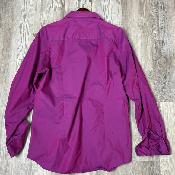 Kenneth Cole Reaction Magenta Purple Slim Fit Button-Up Dress Shirt Mens Size 17 - Picture 2 of 9